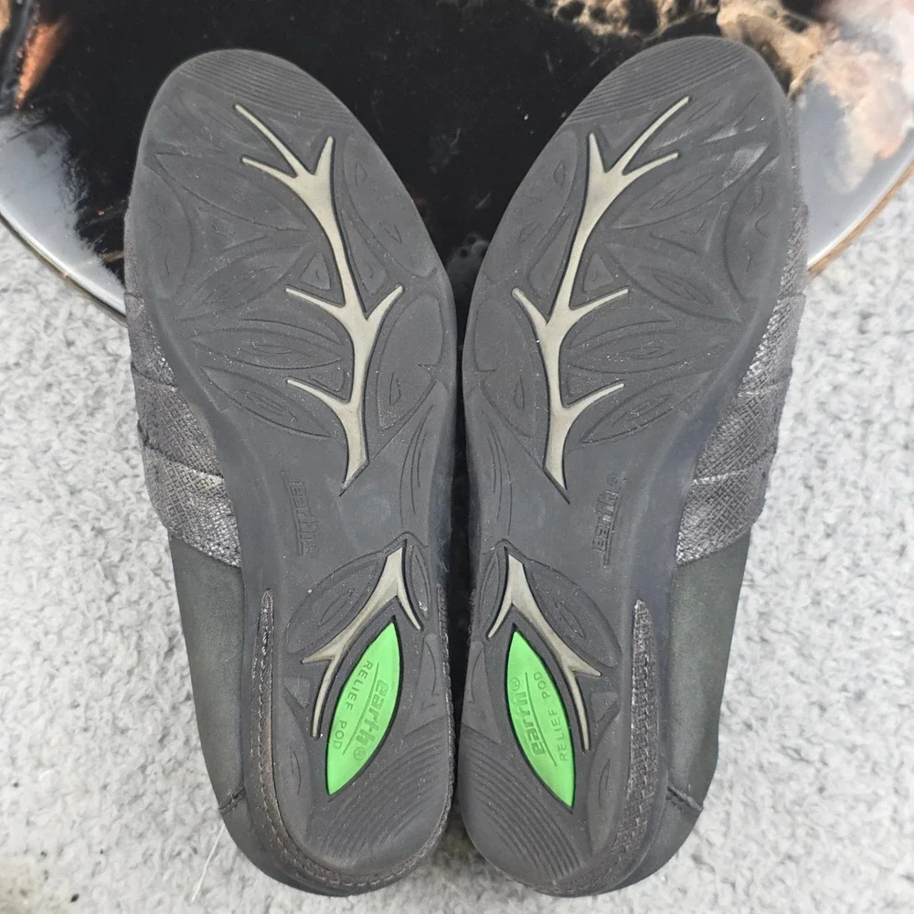Earth Shoes Womens Slip On Flats Gray Leather Comfort Shoes Size‎ 7.5 B